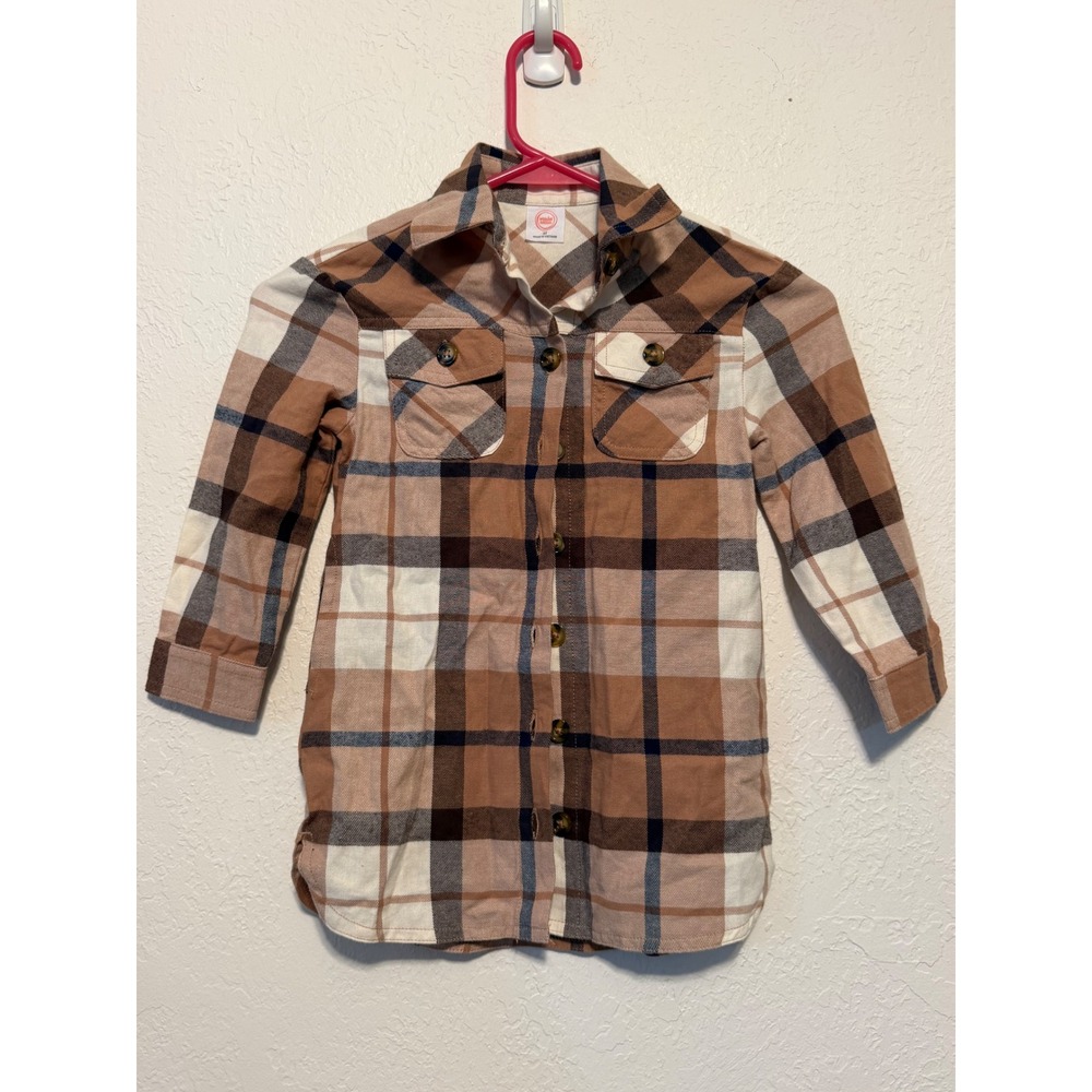 Wonder Nation Toddler Brown Plaid Flannel Button Down Shirt 3T WN34100123179AA